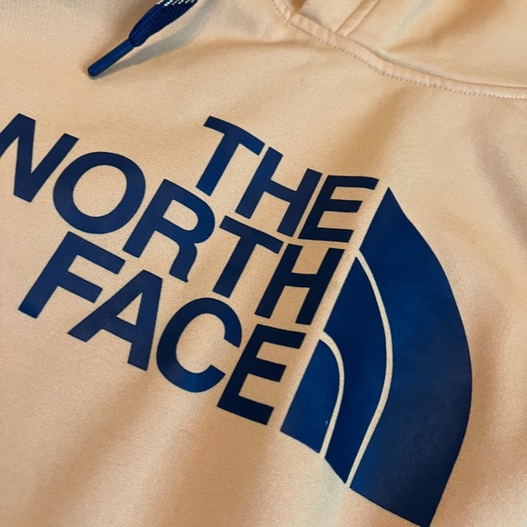The North Face mens yellow and navy fleece hoodie size medium - Picture 2 of 3